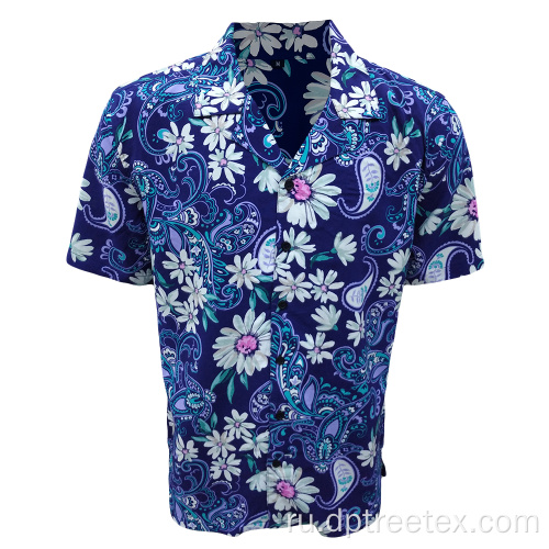 Пользовательская печать мужская пляжная ношение гавайской рубашки